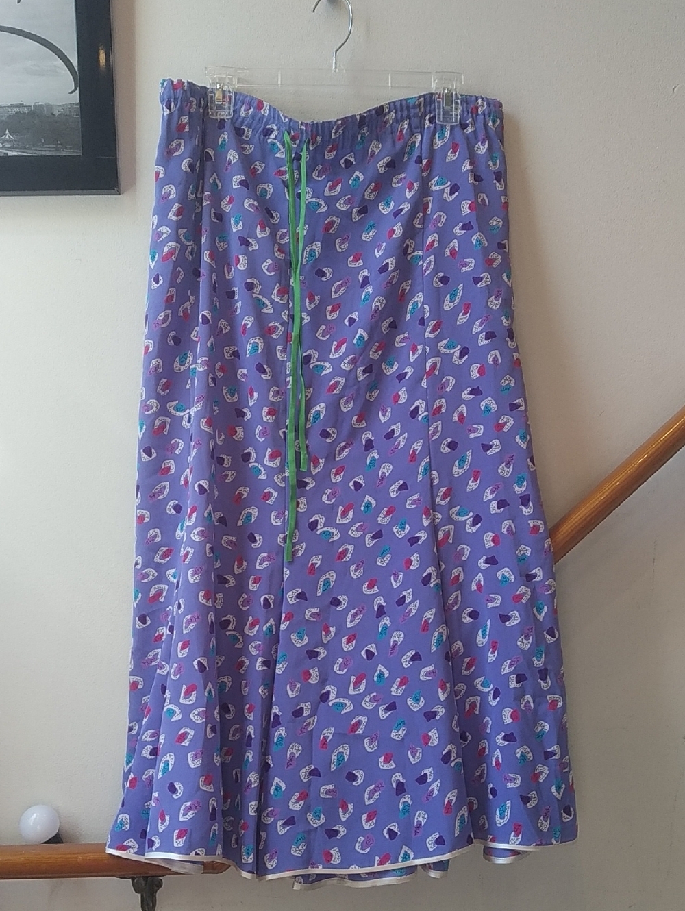 Shepherds Purple Printed Maxi Skirt with Green Drawstring
